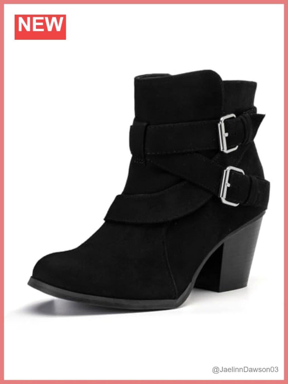 Wide Width Ankle Boots Memory Foam Block Heel Side Zipper Comfort